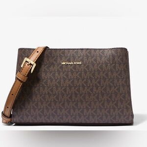 Michael Kors Brown Ruthie 
Small Signature Logo Crossbody Bag